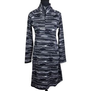 Soybu Black and Gray Striped Long Sleeve Dress Size Small